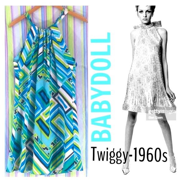 Alice & Trixie Dresses & Skirts - ALEX and TRIXIE Mod Silk Aqua Lime Halter dress XS